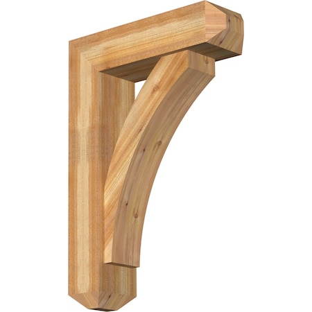 Ekena Millwork Thorton Craftsman Rough Sawn Bracket w/ Offset Brace, Western Red Cedar, 8"W x 28"D x 40"H BKT0806X28X40THR04RWR